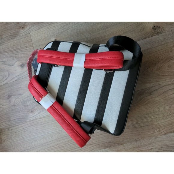 Loungefly Disney 101 Dalmatians Dog Striped Mini Backpack Black White Red - Picture 8 of 11